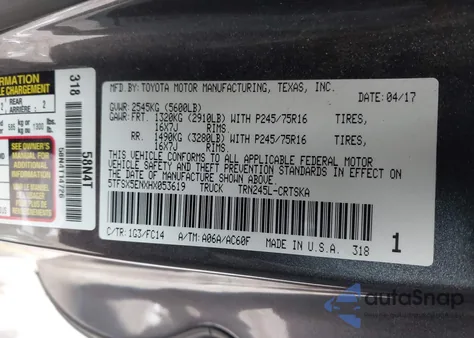 2017 Toyota Tacoma Sr5 from USA, damaged, VIN 5TFSX5ENXHX053619